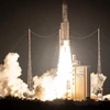 Tên lửa đẩy Ariane 5 được phóng từ bãi phóng ở Kourou, vùng lãnh thổ Guiana thuộc Pháp ngày 25/9 vừa qua. (Ảnh: AFP/TTXVN)