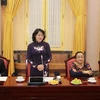 Phó Chủ tịch nước Đặng Thị Ngọc Thịnh phát biểu tại buổi gặp mặt. (Ảnh: Lâm Khánh/TTXVN)
