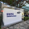 Biểu tượng Samsung tại trụ sở ở Seoul, Hàn Quốc ngày 31/10 vừa qua. (Ảnh: AFP/TTXVN)