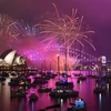  Màn pháo hoa "gia đình truyền thống" rực rỡ sắc màu được bắn khởi động trên cầu cảng Sydney và Nhà hát Opera của Australia. (Ảnh: AFP/TTXVN)