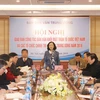 Bà Trương Thị Mai, Ủy viên Bộ Chính trị, Bí thư Trung ương Đảng, Trưởng Ban Dân vận Trung ương chủ trì Hội nghị. (Ảnh: Phương Hoa/TTXVN)