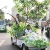 Hoa hậu Hoàn vũ H’hen Niê tham gia Lễ hội đường phố trong chương trình Lễ hội Càphê Buôn Ma Thuột lần thứ 7 năm 2019. (Ảnh: Tuấn Anh/TTXVN)