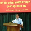 Phó Thủ tướng Vương Đình Huệ giải trình một số vấn đề cử tri Hà Tĩnh quan tâm. (Ảnh: Hoàng Ngà/TTXVN)