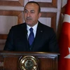 Ngoại trưởng Thổ Nhĩ Kỳ Mevlut Cavusoglu tại cuộc họp báo ở Ankara. (Ảnh: THX/TTXVN)