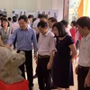 Các đại biểu tham quan Triển lãm chuyên đề Linh vật Nghê Việt ở Hải Dươg. (Ảnh: Hiền Anh/TTXVN)
