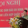 Thượng tướng Bùi Văn Nam, Thứ trưởng Bộ Công an phát biểu tại Hội nghị. (Ảnh: Nguyễn Chinh/TTXVN)