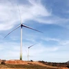 Dự án nhà máy điện gió Mũi Dinh (huyện Thuận Nam) công suất 23 MW đang được nhà đầu tư gấp rút thi công. (Ảnh: Công Thử/TTXVN)