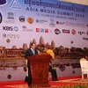 Thủ tướng Hoàng Gia Campuchia Hun Sen phát biểu khai mạc hội nghị. (Ảnh: PV/TTXVN)