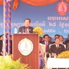 Chủ tịch CPP, Thủ tướng Hun Sen phát biểu tại lễ kỷ niệm. (Ảnh: TTXVN)