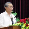Ủy viên Trung ương Đảng, Bí thư Thành ủy Đà Nẵng Trương Quang Nghĩa phát biểu tại hội nghị. (Ảnh: Nguyễn Sơn/TTXVN)