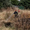 Nhân viên cứu hỏa nỗ lực khống chế đám cháy rừng do nắng nóng ở phía đông thủ đô Athens, Hy Lạp, ngày 23/7 vừa qua. (Ảnh: THX/TTXVN)