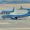Máy bay của Hãng hàng không Korean Air tại sân bay Gimpo, Seoul của Hàn Quốc. (Ảnh: AFP/TTXVN)