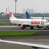 Máy bay của hãng hàng không giá rẻ Lion Air tại sân bay quốc tế Sukarno-Hatta ở ngoại ô Jakarta của Indonesia. (Ảnh: AFP/TTXVN)