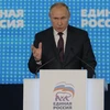 Tổng thống Nga Vladimir Putin phát biểu tại Đại hội lần thứ 19 của đảng Nước Nga thống nhất ở Moskva ngày 23/11. (Ảnh: AFP/TTXVN)