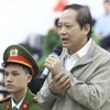 Bị cáo Trương Minh Tuấn, cựu Bộ trưởng Bộ Thông tin và Truyền thông. tự bào chữa tại phiên tòa. (Ảnh: Văn Điệp/TTXVN)
