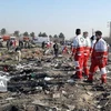 Lực lượng cứu hộ làm nhiệm vụ tại hiện trường vụ rơi máy bay chở khách của Hãng hàng không quốc tế Ukraine ở Tehran của Iran ngày 8/1 vừa qua. (Ảnh: IRNA/TTXVN)