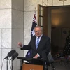Thủ tướng Australia Scott Morrison trong cuộc họp báo tại Canberra. (Ảnh: THX/TTXVN)