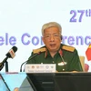Thượng tướng Nguyễn Chí Vịnh, Thứ trưởng Bộ Quốc phòng phát biểu khai mạc diễn tập. (Ảnh: Dương Giang/TTXVN)
