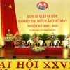 Đoàn Chủ tịch, Thư ký điều hành Đại hội đại biểu lần thứ XXVI Đảng bộ quận Ba Đình, Hà Nội. (Ảnh: Văn Điệp/TTXVN)