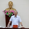 Đồng chí Trần Quốc Vượng, Ủy viên Bộ Chính trị, Thường trực Ban Bí thư phát biểu tại buổi làm việc. (Ảnh: Nguyễn Thanh/TTXVN)