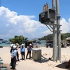 Một trong 2 trạm biến áp trên đảo Nhơn Châu vừa được lắp đặt. (Ảnh: Phạm Kha/TTXVN)