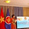 Đại sứ Lê Linh Lan phát biểu nhân kỷ niệm 75 năm Quốc khánh nước CHXHCN Việt Nam. (Ảnh: TTXVN phát)