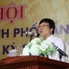 Nhà báo Hồ Quang Lợi, Phó Chủ tịch Thường trực Hội Nhà báo Việt Nam phát biểu chỉ đạo tại Đại hội. (Ảnh: Ngọc Thiện/TTXVN)