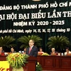 Ủy viên Bộ Chính trị, Bí thư Thành ủy Thành phố Hồ Chí Minh Nguyễn Thiện Nhân phát biểu tại Đại hội. (Ảnh: Thống Nhất/TTXVN)