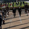 Bộ trưởng Quốc phòng Mỹ Mark Esper đón người đồng cấp Hàn Quốc Suh Wook trong cuộc gặp song phương và hội đàm danh dự nâng cao tại thủ đô Washington, ngày 14/10. (Nguồn: defense.gov)