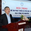 Tiến sỹ Nguyễn Quang Dũng, Viện trưởng Viện Quy hoạch và Thiết kế nông nghiệp phát biểu khai mạc hội thảo. (Ảnh: Hoài Thu/TTXVN)