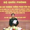 Thượng tướng Phan Văn Giang, Ủy viên Bộ Chính trị, Ủy viên Thường vụ Quân ủy Trung ương, Tổng Tham mưu trưởng Quân đội Nhân dân Việt Nam, Thứ trưởng Bộ Quốc phòng phát biểu tại buổi làm việc. (Nguồn: qdnd.vn)