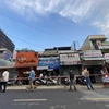 Khu vực bị phong tỏa gần công trình Chợ mới Đà Lạt, phường 1, thành phố Đà Lạt. (Ảnh: Nguyễn Dũng/TTXVN)