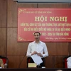 Phó Chủ tịch Ủy ban Trung ương MTTQ Việt Nam Phùng Khánh Tài phát biểu tại buổi làm việc. (Ảnh: Hưng Thịnh/TTXVN)