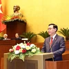 Chủ tịch Quốc hội Vương Đình Huệ phát biểu sau Lễ tuyên thệ nhậm chức. (Ảnh: Trọng Đức/TTXVN)