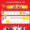 [Infographics] Chi tiết lịch nghỉ dịp lễ 30/4 và mùng 1/5 tới