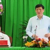 Bộ trưởng Bộ Y tế Nguyễn Thanh Long phát biểu tại buổi làm việc với lãnh đạo thành phố Cần Thơ. (Ảnh: Ánh Tuyết/TTXVN)