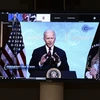 Tổng thống Mỹ Joe Biden phát biểu tại lễ khai mạc Hội nghị thượng đỉnh trực tuyến về khí hậu, ngày 22/4 vừa qua. (Ảnh: Kyodo/TTXVN)