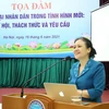 Chủ tịch Liên hiệp các tổ chức hữu nghị Việt Nam Nguyễn Phương Nga phát biểu. (Ảnh: TTXVN)