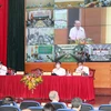 Bộ trưởng Bộ Văn hóa, Thể thao và Du lịch Nguyễn Văn Hùng phát biểu tại điểm cầu Hà Nội. (Ảnh: Thanh Tùng/TTXVN)