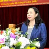Phó Chủ tịch nước Võ Thị Ánh Xuân phát biểu chúc mừng Đảng bộ, chính quyền, nhân dân các dân tộc Hà Giang. (Nguồn: baohagiang)