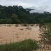 Khu vực suối Nậm Củm, xã Pa Ủ, huyện Mường Tè, tỉnh Lai Châu, nơi 2 công nhân bị nước lũ cuốn trôi. (Ảnh: TTXVN phát)