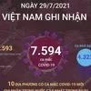 [Infographics] Ngày 29/7, Việt Nam ghi nhận 7.594 ca mắc COVID-19