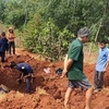 Các chiến sỹ Đội K72 đào tìm hài cốt liệt sỹ tại ấp Măng Cải, xã Lộc Thiện, huyện Lộc Ninh, tỉnh Bình Phước. (Ảnh: TTXVN phát)