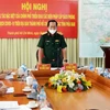 Thượng tướng Võ Minh Lương, Thứ trưởng Bộ Quốc phòng, Tổ trưởng Tổ công tác đặc biệt của Chính phủ về phòng, chống COVID-19 tại các tỉnh phía Nam chủ trì hội nghị. (Ảnh: TTXVN phát)