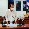 Bác sỹ Nguyễn Hoài Nam, Phó Giám đốc Sở Y tế Thành phố Hồ Chí Minh thông tin tại buổi họp báo. (Ảnh: Thành Chung/TTXVN)