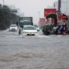 Ngập úng xảy ra tại nhiều tuyến đường của thành phố Hải Phòng. (Ảnh: Hoàng Ngọc/TTXVN)