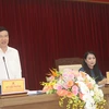 Ông Võ Văn Thưởng phát biểu tại buổi làm việc với Tỉnh ủy Vĩnh Phúc. (Ảnh: Nguyễn Trọng Lịch/TTXVN)