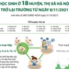 Chi tiết học sinh ở 18 huyện, thị xã Hà Nội trở lại trường từ 8/11 tới