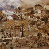 Bức tranh ghép gỗ Lễ hội Đền Hùng của Nghệ nhân ưu tú Nguyễn Văn Hùng. (Ảnh: Đinh Văn Nhiều/TTXVN)