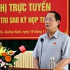 Phó Chủ tịch Quốc hội Trần Quang Phương phát biểu tại buổi tiếp xúc cử tri thành phố Quảng Ngãi. (Ảnh: Lê Ngọc Phước/TTXVN)